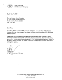 Endorsement - First American Title Company, Rancho Cucamonga